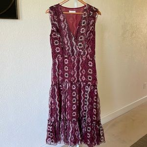 Altuzarra stunning silk crepe v-neck tiered midi dress